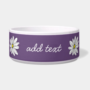 Écuelle Texte personnalisé marguerite mauve et jaune