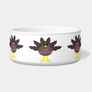 Écuelle Thanksgiving Plucky Turkey Pet Bowl