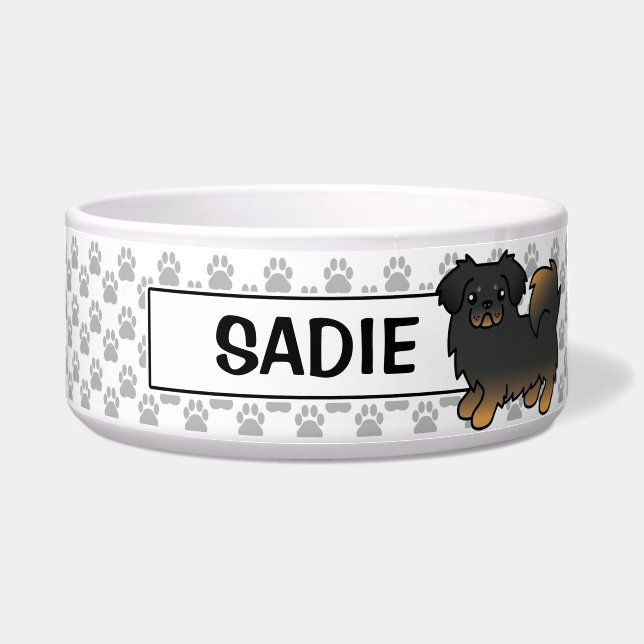 Écuelle Tibétain Spaniel noir et feu Chien de dessin animé (Devant)