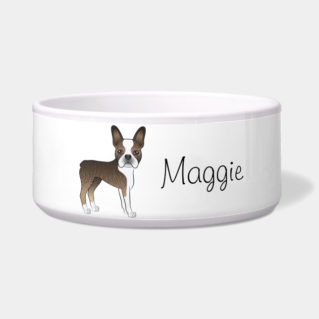 Écuelle Tigre Boston Terrier Chien de Dessin Animé Mignon  (Devant)
