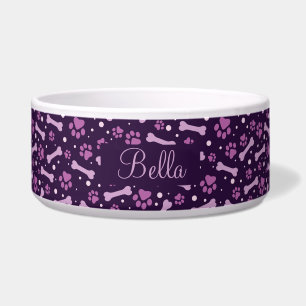 Écuelle Tissus Personnalisés Empreintes de Patte Violettes