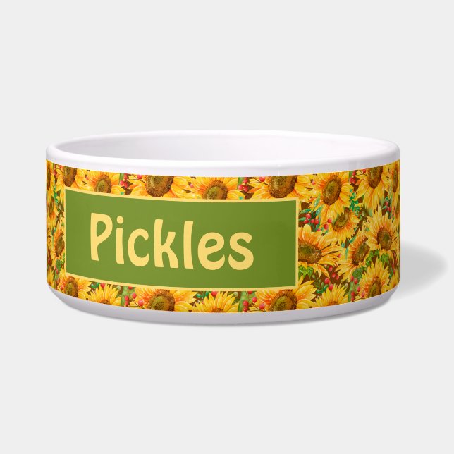 Écuelle Tournesols d'été en céramique Pet Bowl (Devant)