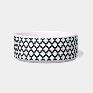 Écuelle Trellis blanc et noir, treillis, Quatrefoil