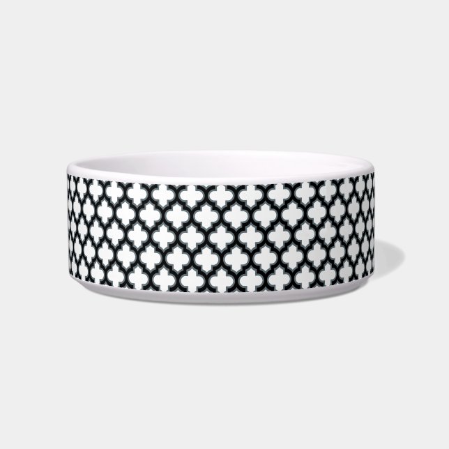 Écuelle Trellis blanc et noir, treillis, Quatrefoil (Devant)