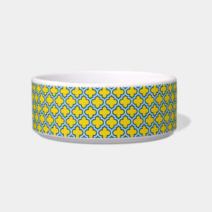 Écuelle Trellis jaune et bleu bébé, treillis, Quatrefoil
