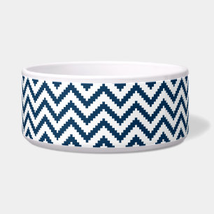 Écuelle Tribal Dog Bowl, Navy Blue et White Chevron