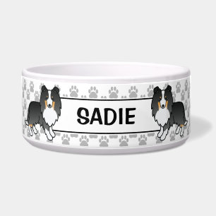 Écuelle Tricolor Shetland Sheepdog Sheltie Dog & Name