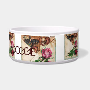 ÉCUELLE TROIS DOGGIES AVEC ROSES