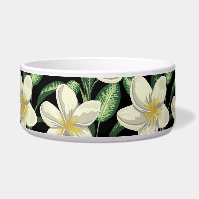 Écuelle Tropical continu motif fleurs blanches feuille ver (Devant)