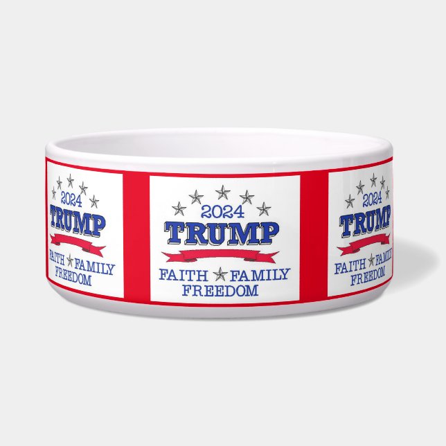 Écuelle Trump 2024 Foi, Famille, Freedom Pet Bowl (Devant)