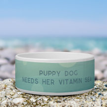 Turquoise Aquarelle Merpup Vitamin Sea Dog Bowl