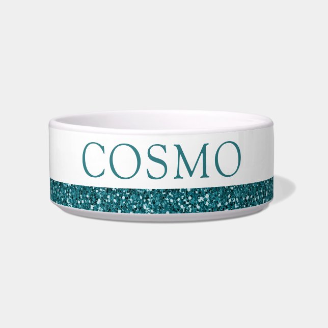Écuelle Turquoise Blue Parties scintillant Sparkle Nom de  (Devant)