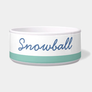 Écuelle Turquoise Navy Blue Stripe Simple Modern Pet Name 