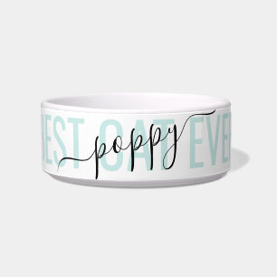 Écuelle Turquoise Nom Personnalisé Moderne Script Chic Mei
