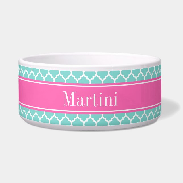 Écuelle Turquoise Wht Moroccan #5 Hot Pink2 Nom Monogram (Devant)