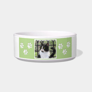 Écuelle Tuxedo Chat dans la peinture de fenêtre Art animal