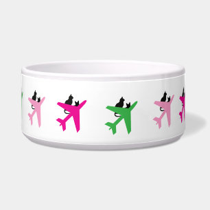 Écuelle Un nouveau Black Cats & Airplanes Ceramic Pet Bowl