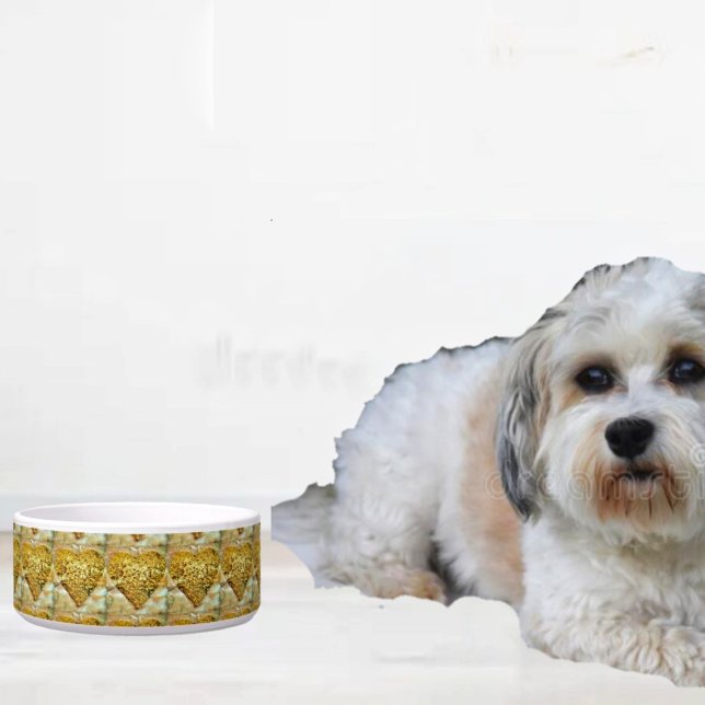 Écuelle Une Lumière D'Amour (Dish up a little love, with this elegant, Glimmer Of Love Pet Bowl!)