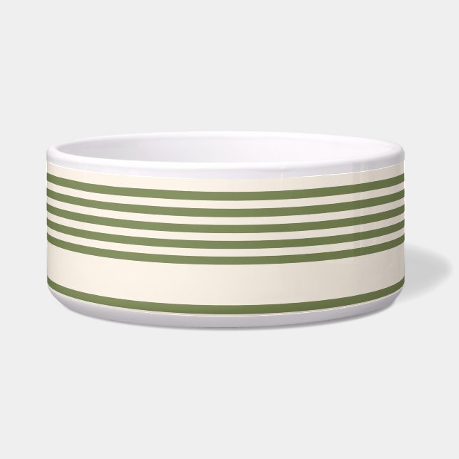 Écuelle Vert olive et beige cinq rayures motif (Devant)