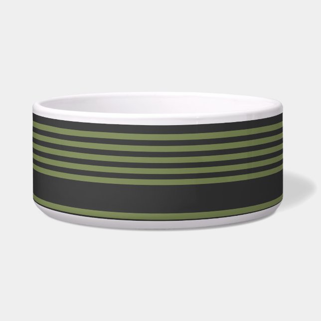 Écuelle Vert olive et charbon de bois cinq bandes motif (Devant)