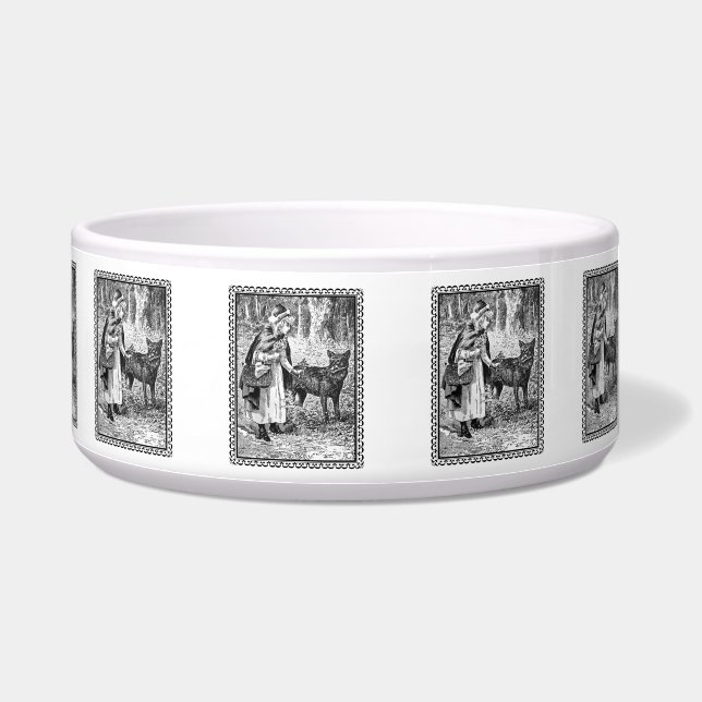 Écuelle Vintage Noir Blanc encadré Rouge Hood Wolf (Droite)