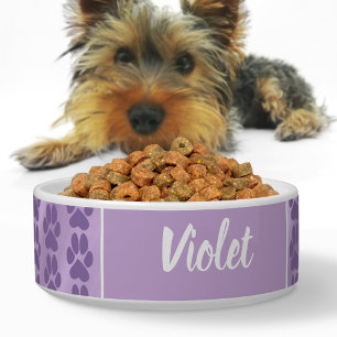 Écuelle Violet purple cute paw print pattern Personalized