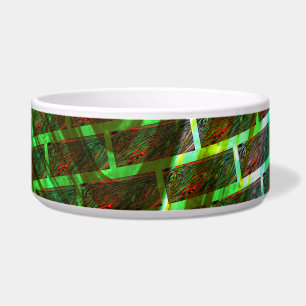 Écuelle Vitré vert et rouge, égratignures et effet de mur