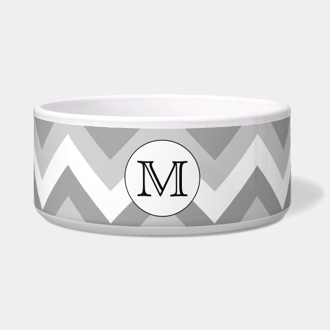 Écuelle Votre lettre. Monogramme Motif gris Zigzag. (Devant)