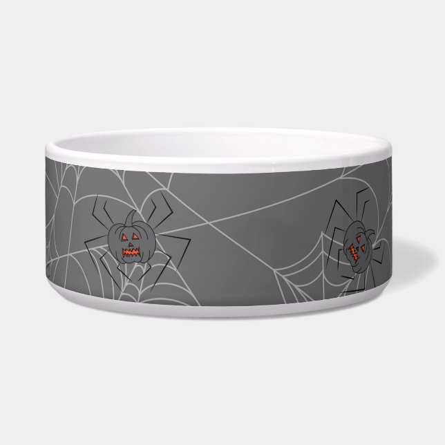 Écuelle Web et citrouilles d'araignées d'Halloween (Devant)