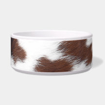 Western Brown Cowhide Grand bol pour animaux