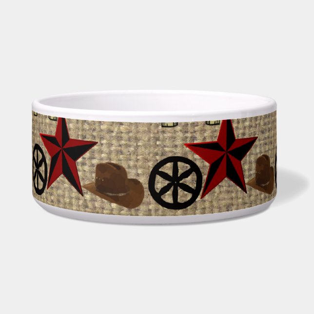 Écuelle Wild West Cowboy Country Western sur Burlap Motif (Devant)