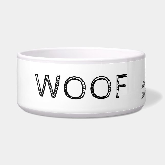 Écuelle Woof Cute Rustic Texte Personnalisé Animaux (Devant)