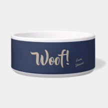 Woof Cute Tan Text Marine Blue Personnalisé Animau