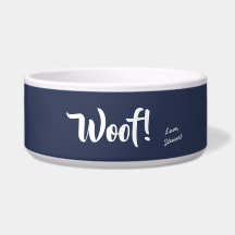 Woof Cute Text Marine Bleu & Blanc Personnalisé An