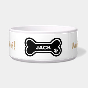 Écuelle Woof, Woof Empreinte de patte et Coeur Chien perso