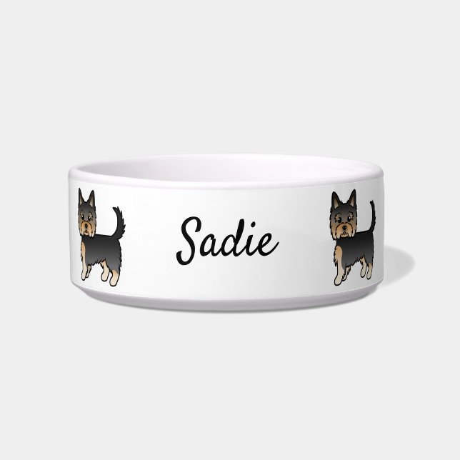 Écuelle Yorkshire Terrier noir et feu Dessin animé Chien & (Devant)