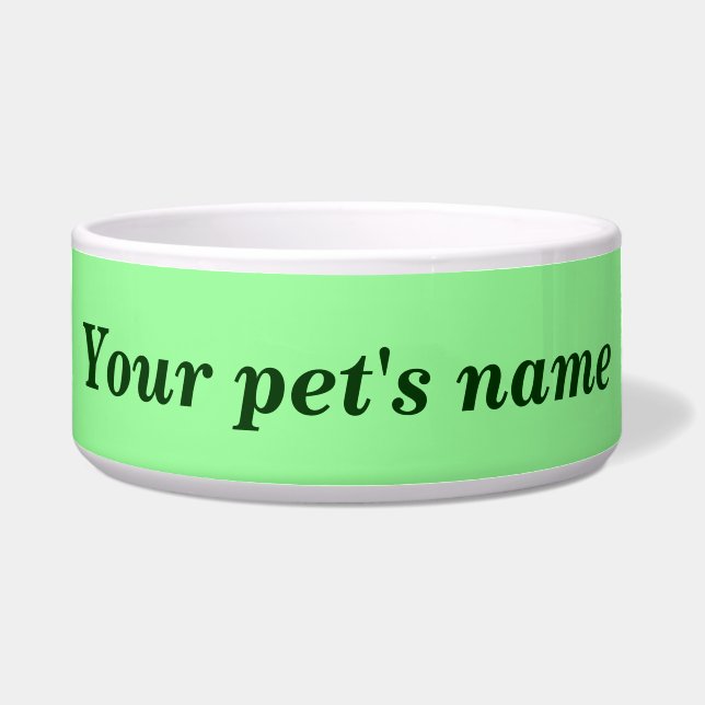 Écuelle Your Pet’s Name With Light Green Background on Pet (Devant)