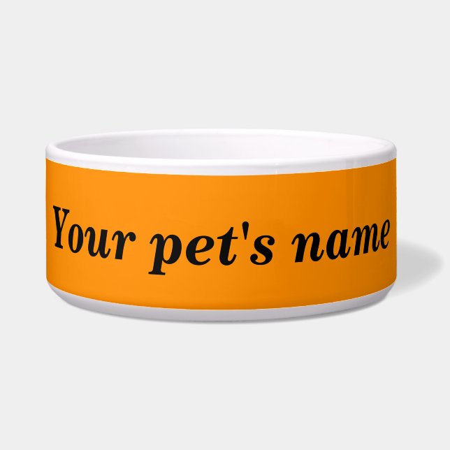 Écuelle Your Pet’s Name With Orange Background on Pet Bowl (Devant)
