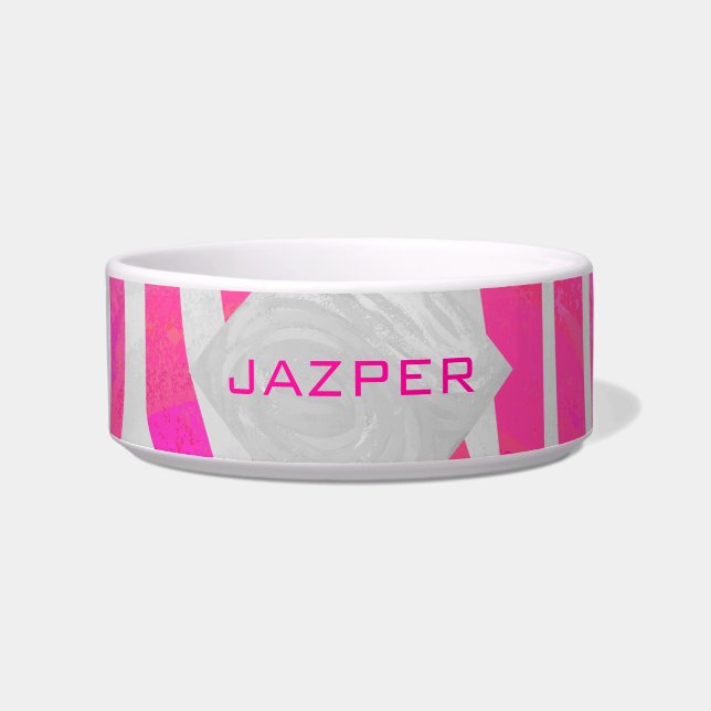Écuelle Zebra Hot rose et blanc avec Monogramme (Devant)