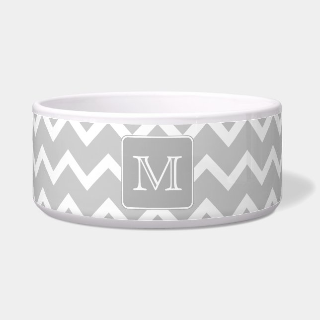 Écuelle Zigzags gris et blancs avec le monogramme fait sur (Devant)