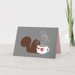 Écureuil avec café Carte d'amour Valentine personn