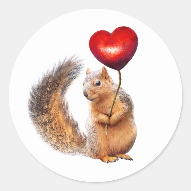 Écureuil avec coeur sur bâton Stickers (Devant)