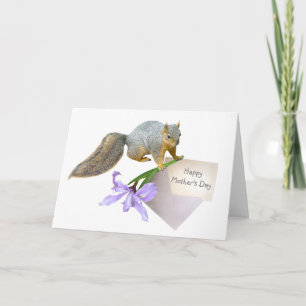 Écureuil avec Iris carte de fête des mères