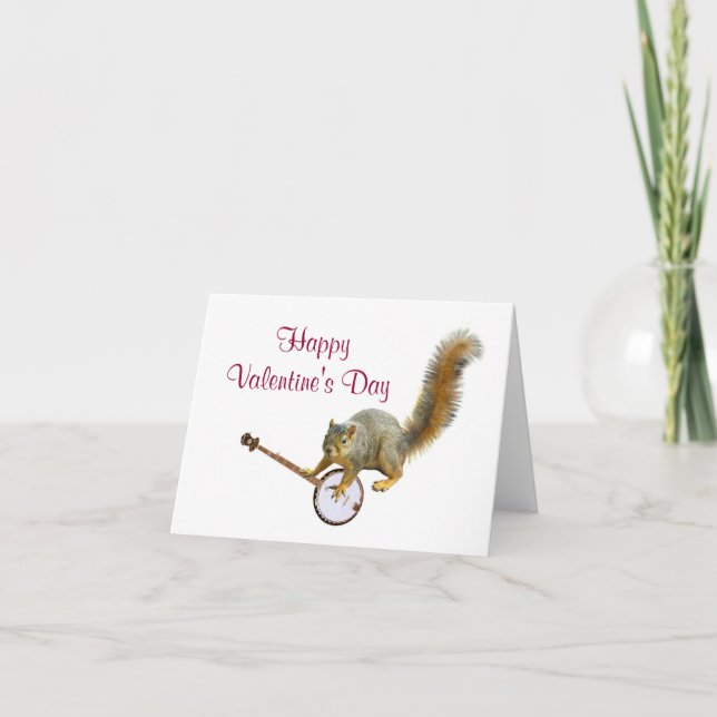 Écureuil avec la carte de Valentine de banjo (Devant)