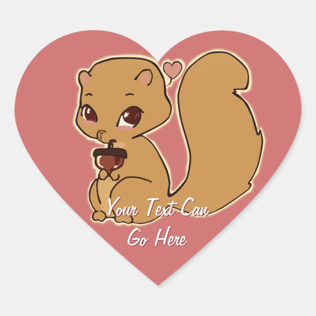 Écureuil avec Stickers Coeur Acorn (Devant)
