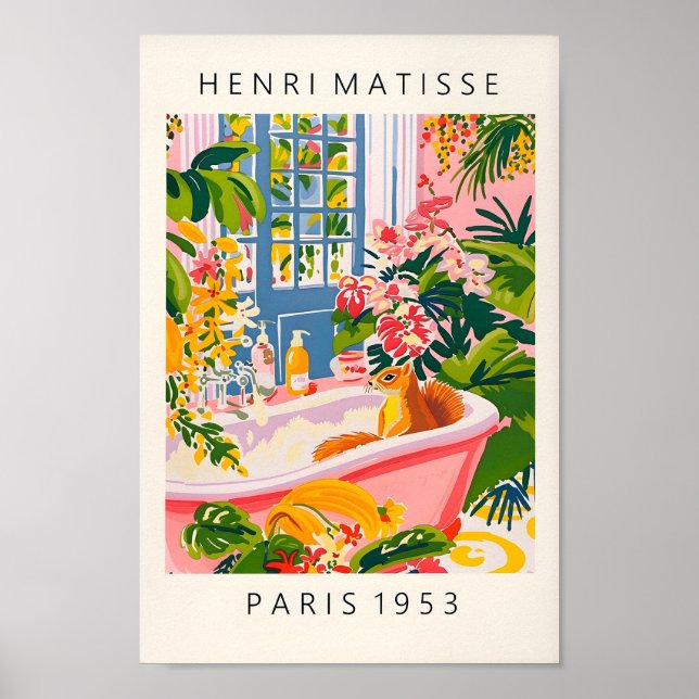 Écureuil Dans La Baignoire Poster Drôle, Décor De  (Devant)
