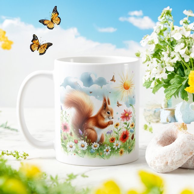 Écureuil d'aquarelle de printemps - Mug d'enfant C (Créateur téléchargé)