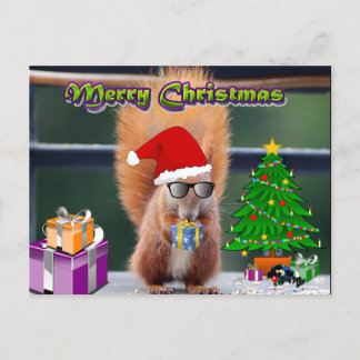 Écureuil de Noël avec les cadeaux et la carte