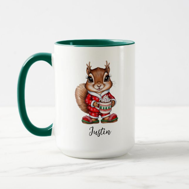 Écureuil de Noël personnalisé Mug (Gauche)