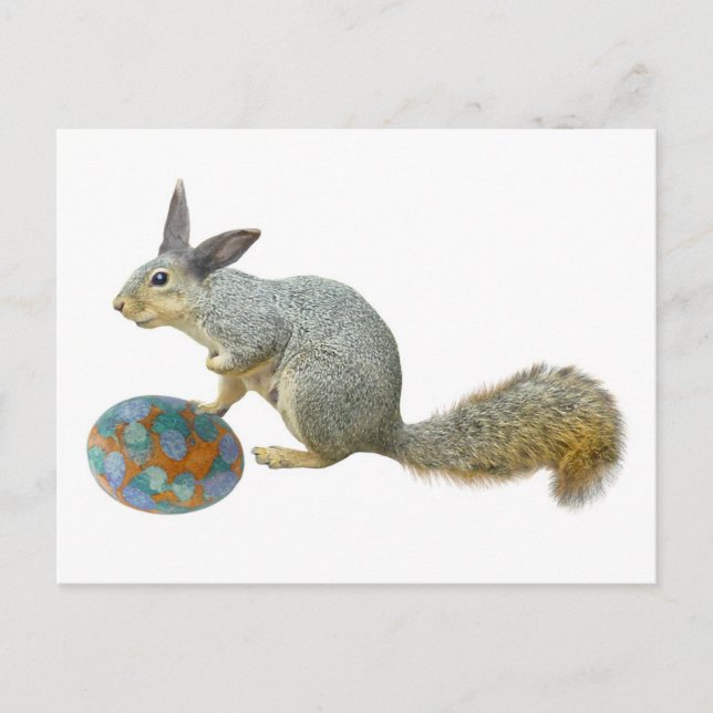 Écureuil de Pâques avec la carte postale d'oeufs (Devant)
